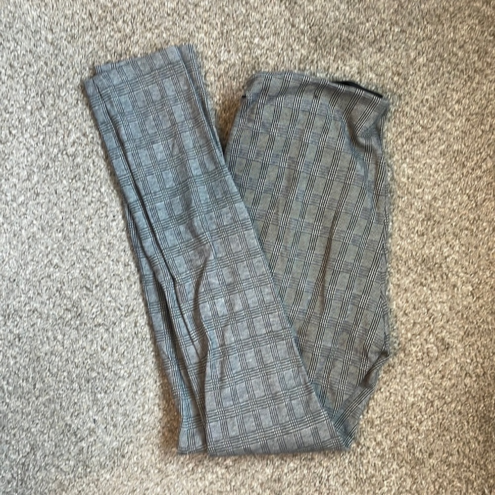 Skinny leg plaid elastic band dress pants
